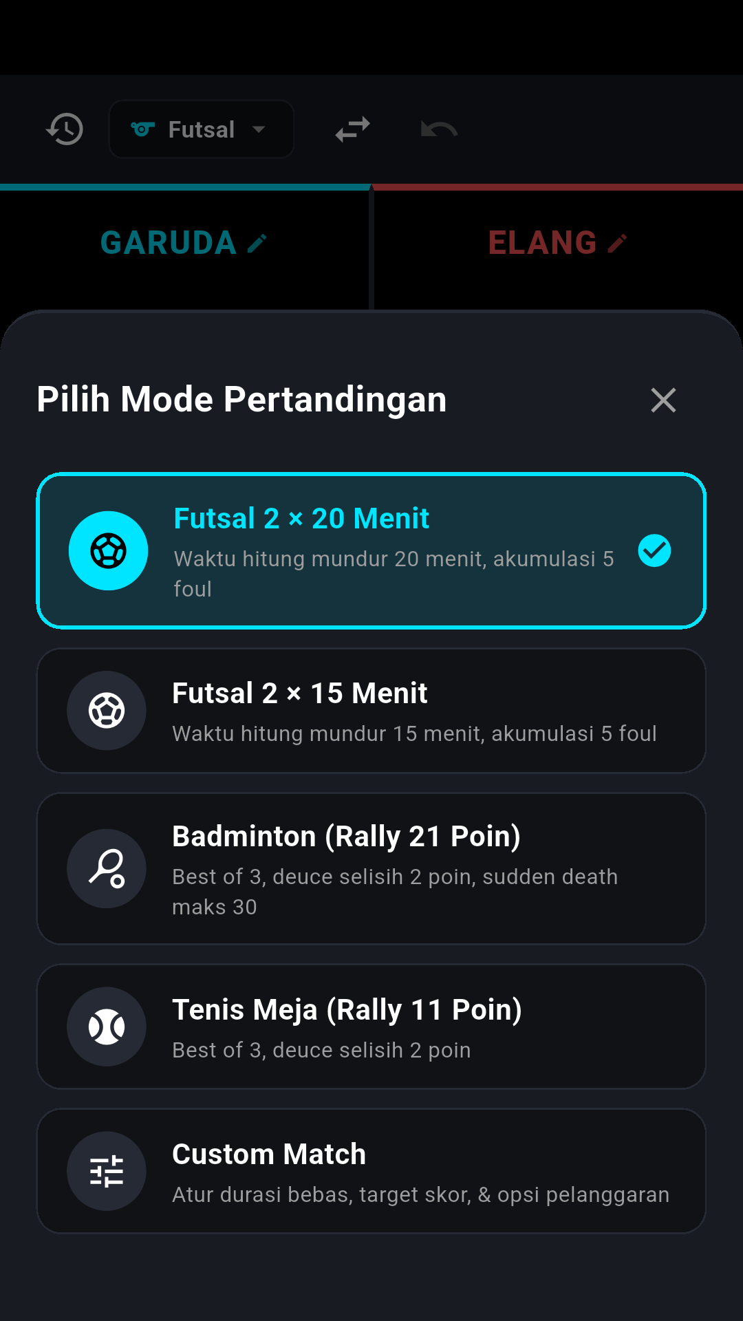 Table Tennis Preset MatchBoardGo